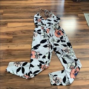 White and black floral jumpsuit